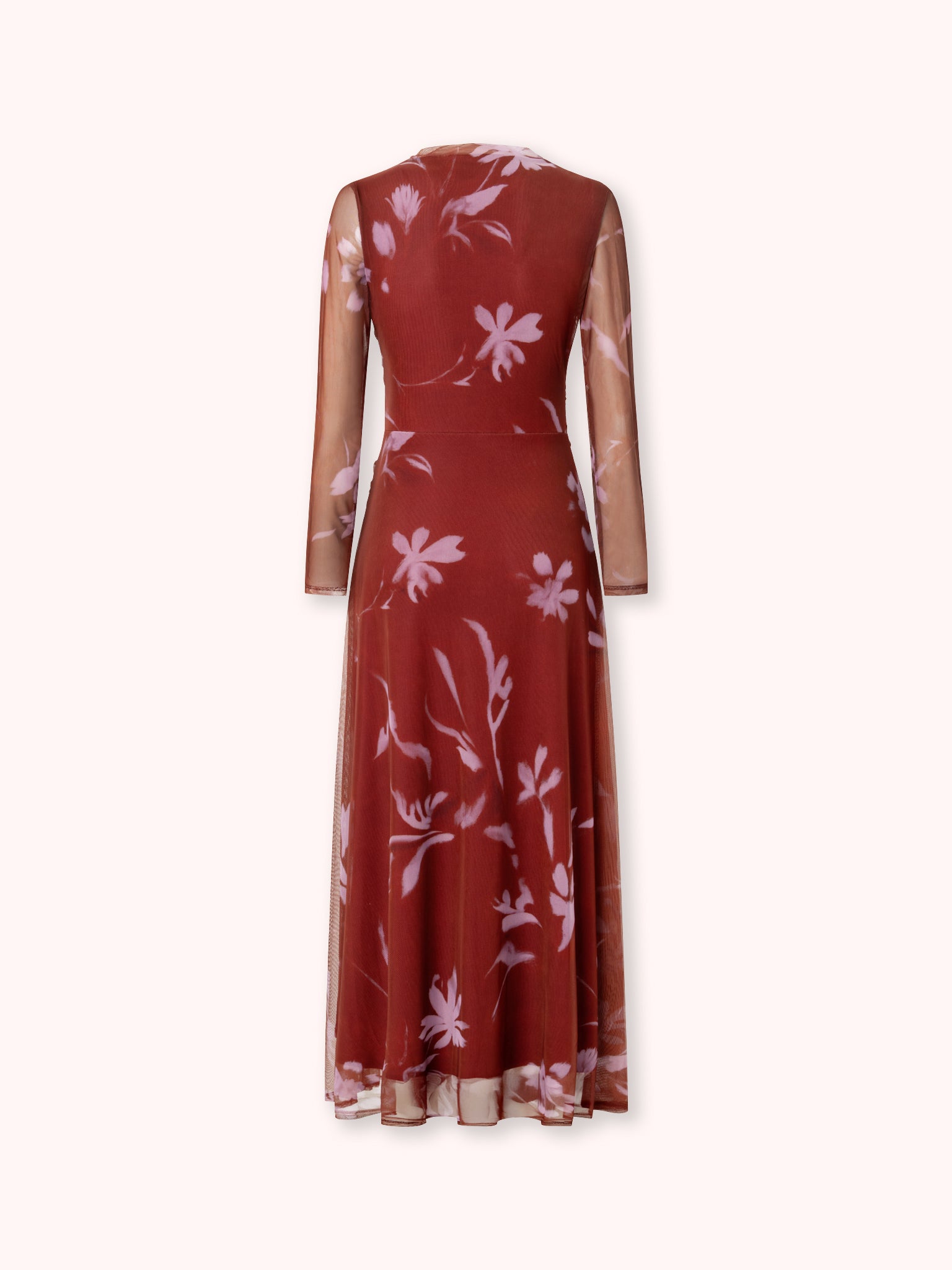 VESTIDO MANGA LARGA CON ESTAMPADO FLORAL ROJO