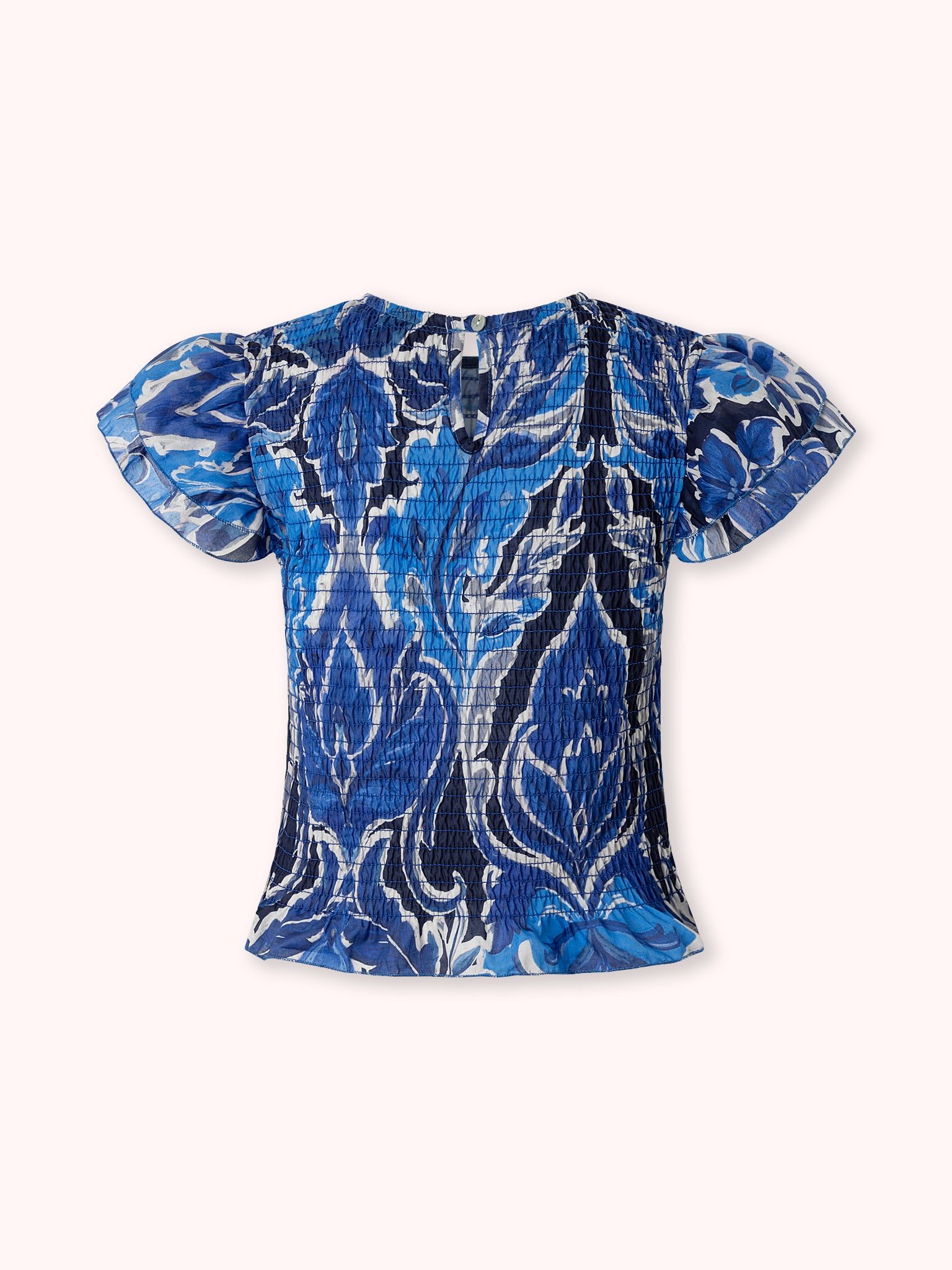 TOP NIDO DE ABEJA ESTAMPADO AZUL