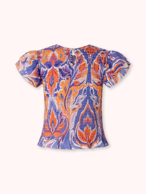 TOP NIDO DE ABEJA ESTAMPADO SALMÓN