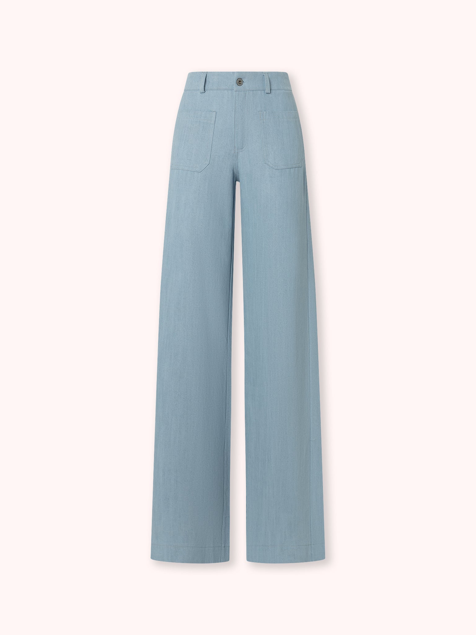 PANTALÓN FLARE CON BOLSILLOS DENIM AZUL CLARO