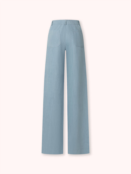 PANTALÓN FLARE CON BOLSILLOS DENIM AZUL CLARO