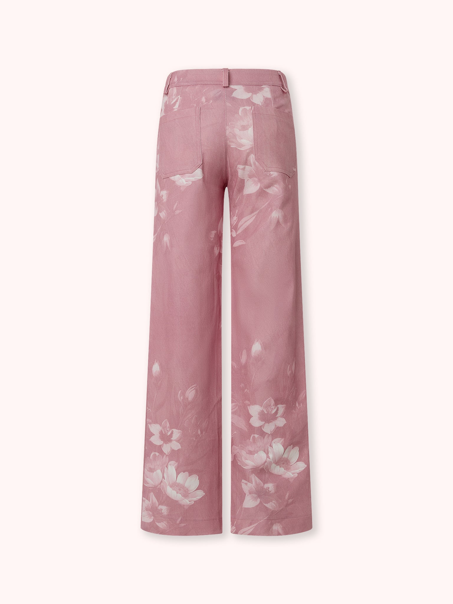 PANTALÓN FLARE CON ESTAMPADO FLORAL ROSA
