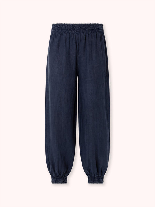 PANTALÓN BOMBACHO CINTURA ELÁSTICA AZUL MARINO