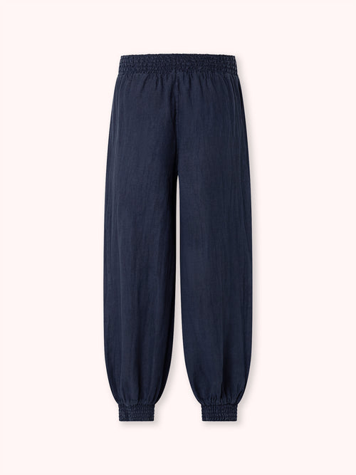 PANTALÓN BOMBACHO CINTURA ELÁSTICA AZUL MARINO