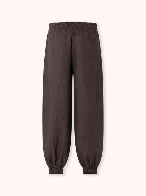 PANTALÓN BOMBACHO CINTURA ELÁSTICA MARRÓN