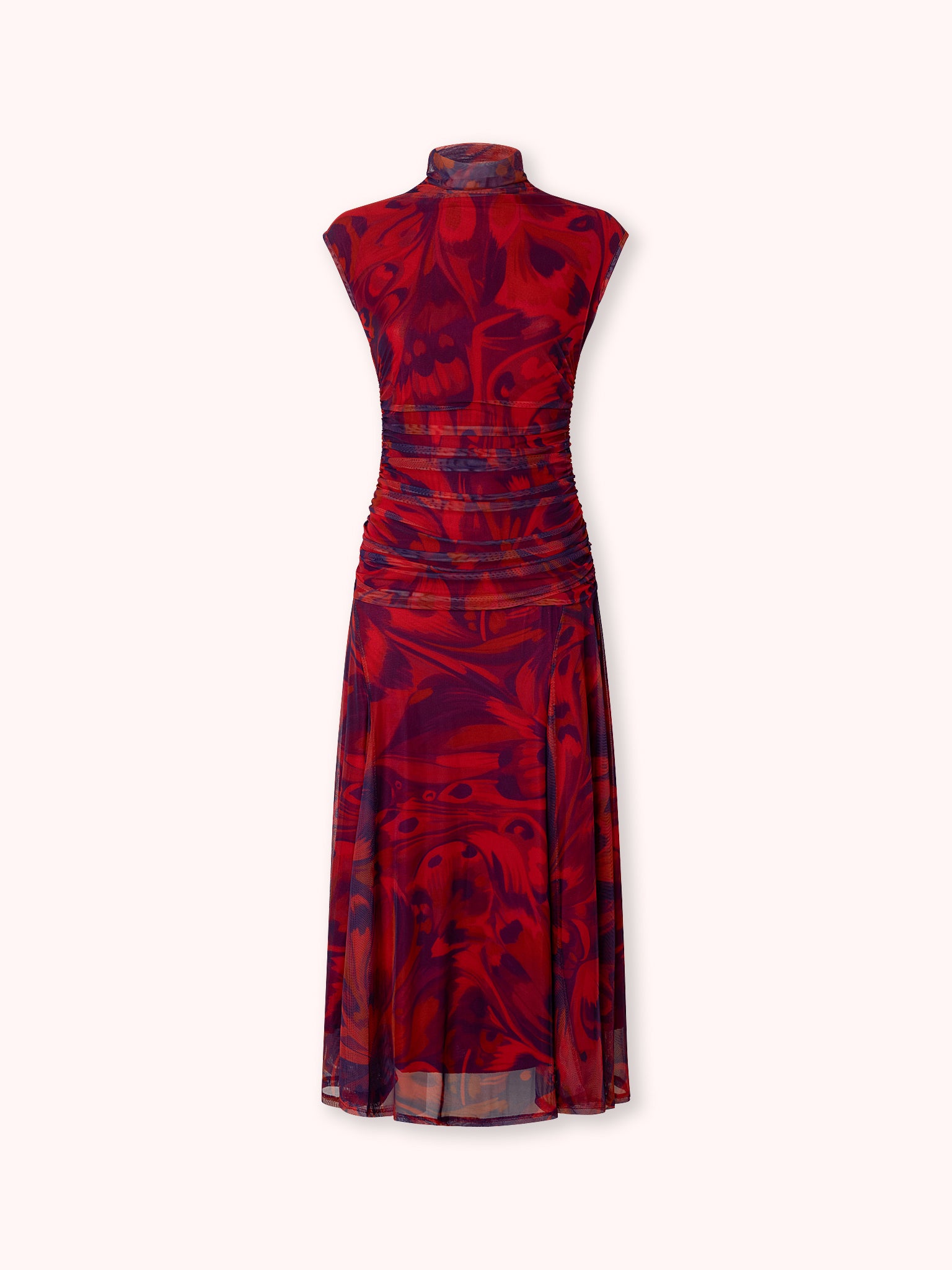 VESTIDO DRAPEADO DE TUL ESTAMPADO