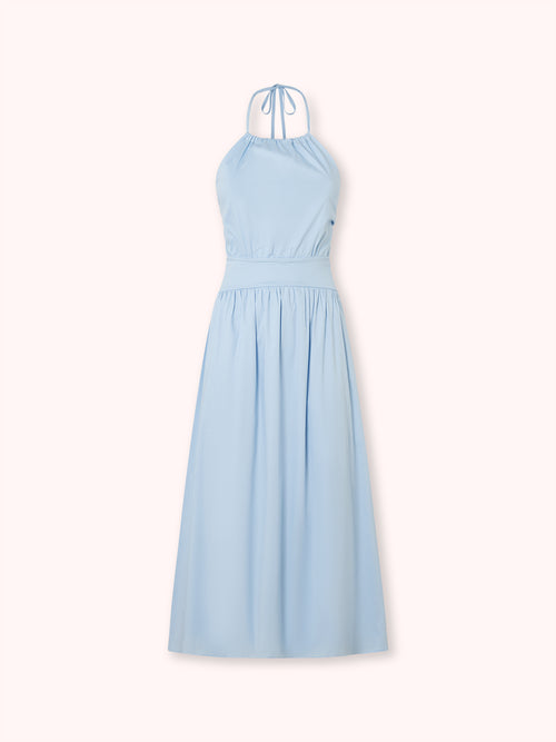 VESTIDO MIDI HALTER AZUL