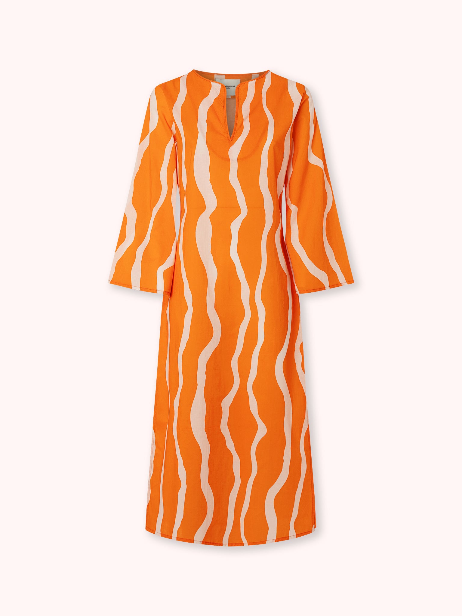 KAFTÁN ESTAMPADO DE LÍNEAS NARANJA