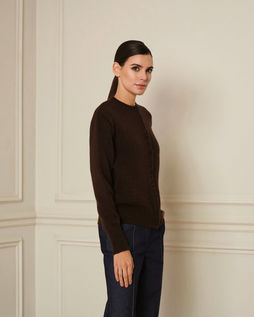 CÁRDIGAN DE BOTONES FORRADOS MARRÓN