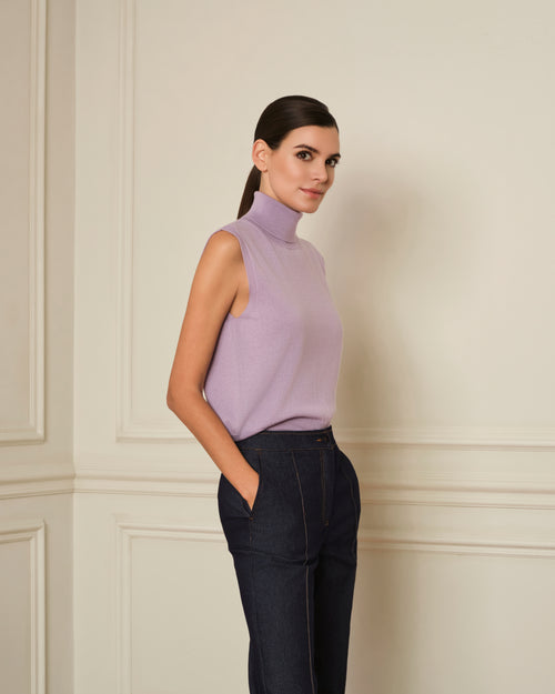 JERSEY SIN MANGAS CUELLO ALTO MALVA