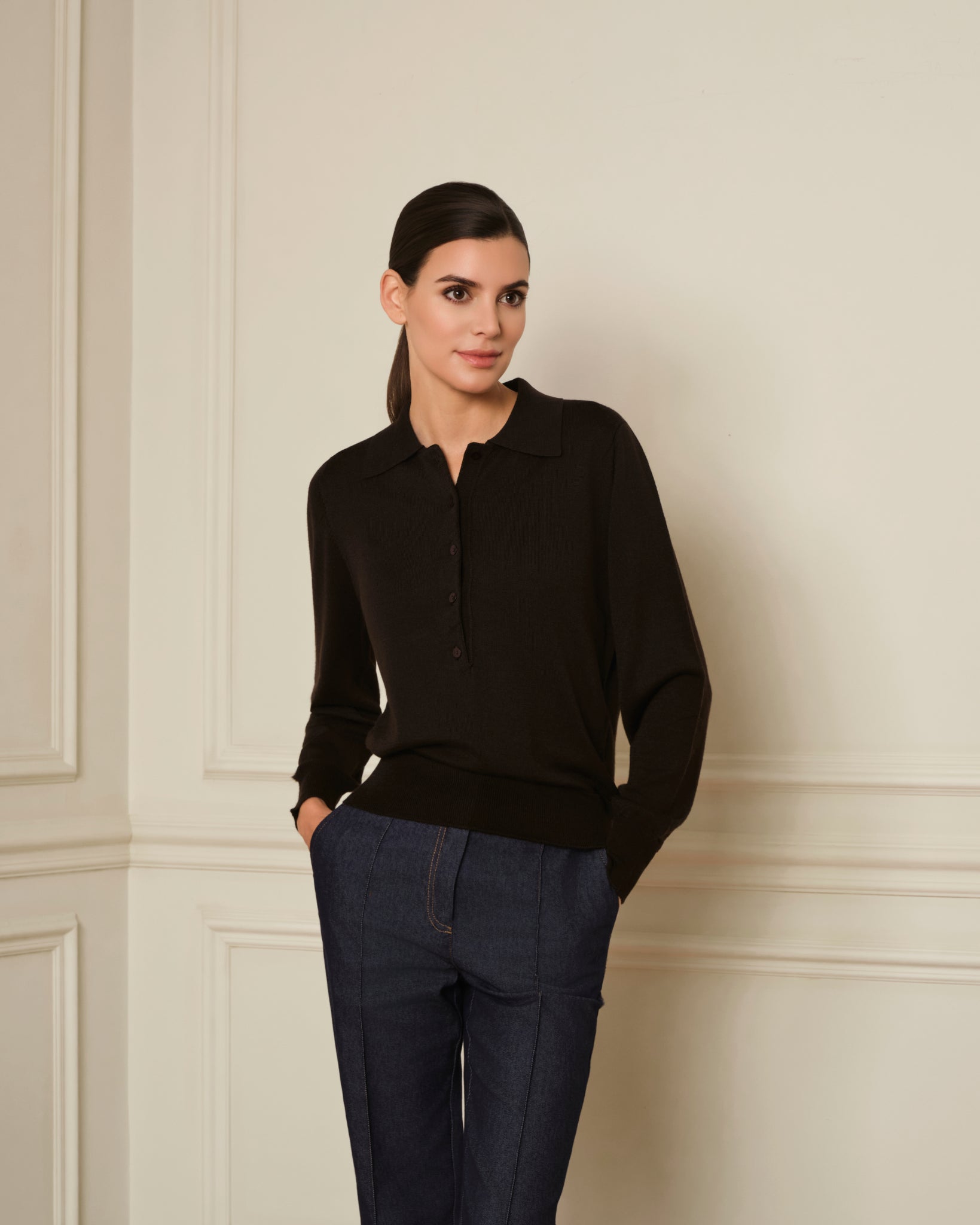 JERSEY CUELLO POLO MARRÓN