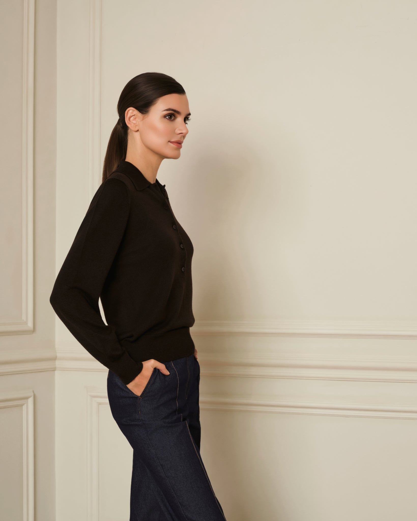 JERSEY CUELLO POLO MARRÓN