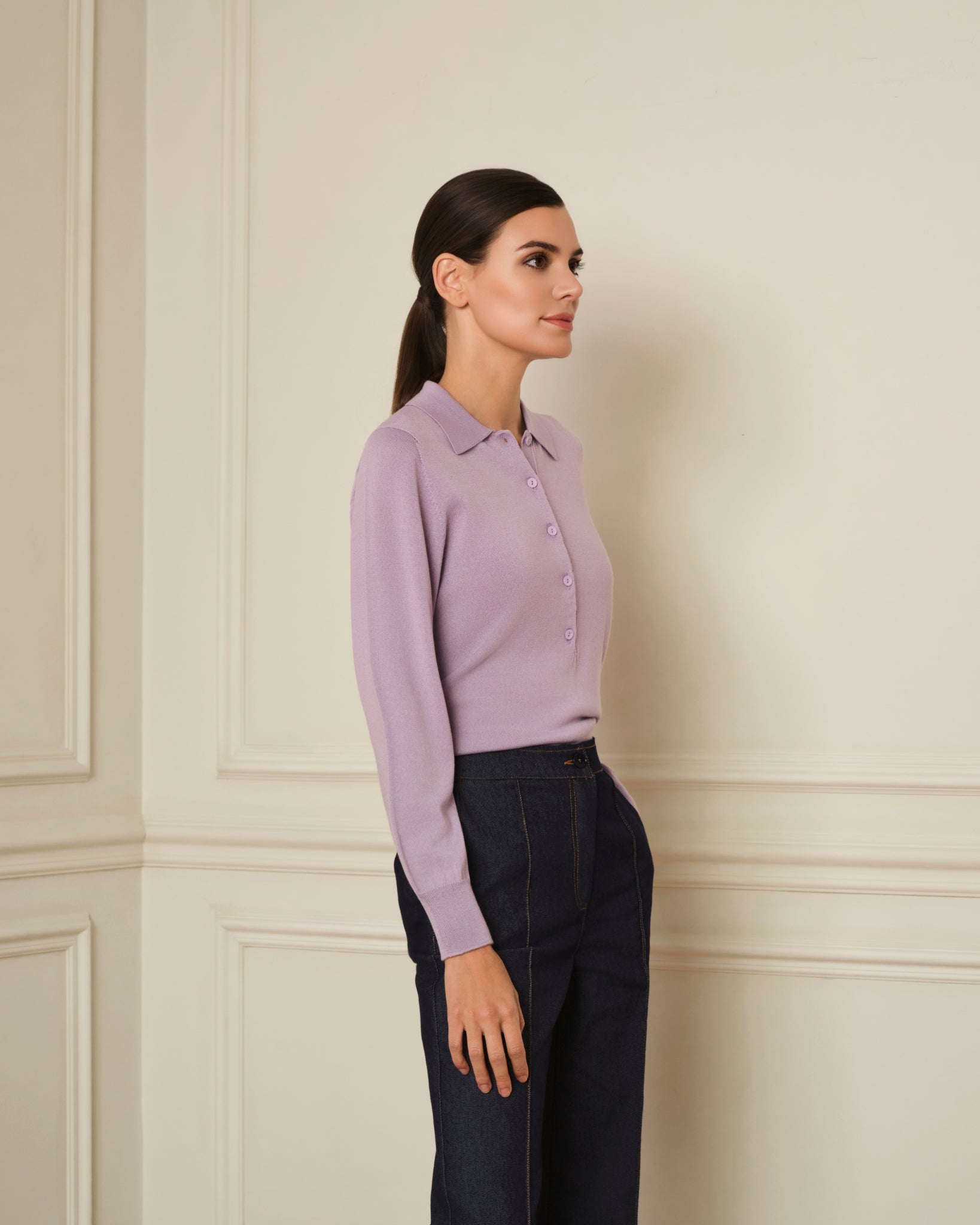 JERSEY CUELLO POLO MALVA