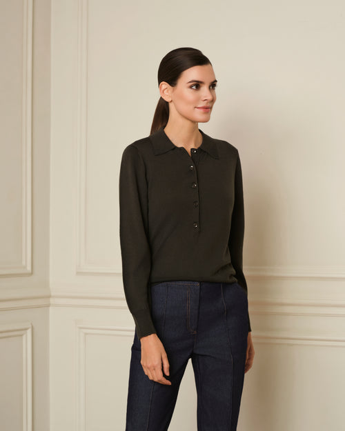 JERSEY CUELLO POLO VERDE MILITAR