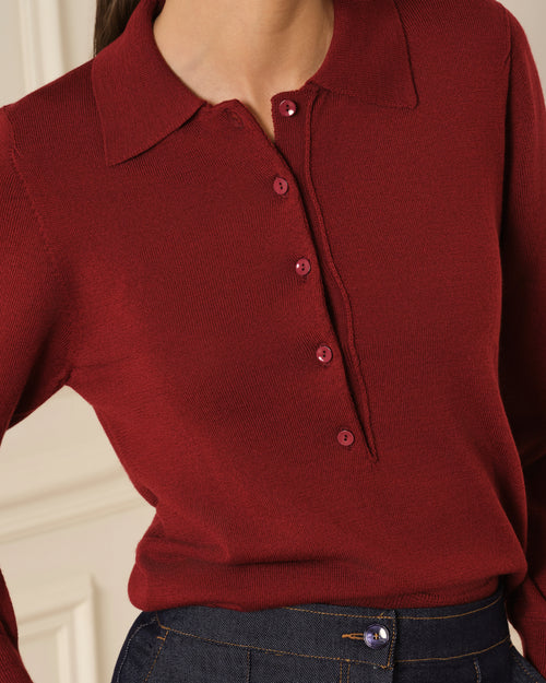 JERSEY CUELLO POLO GRANATE