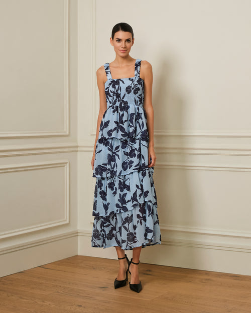 VESTIDO DE VOLANTES AZUL