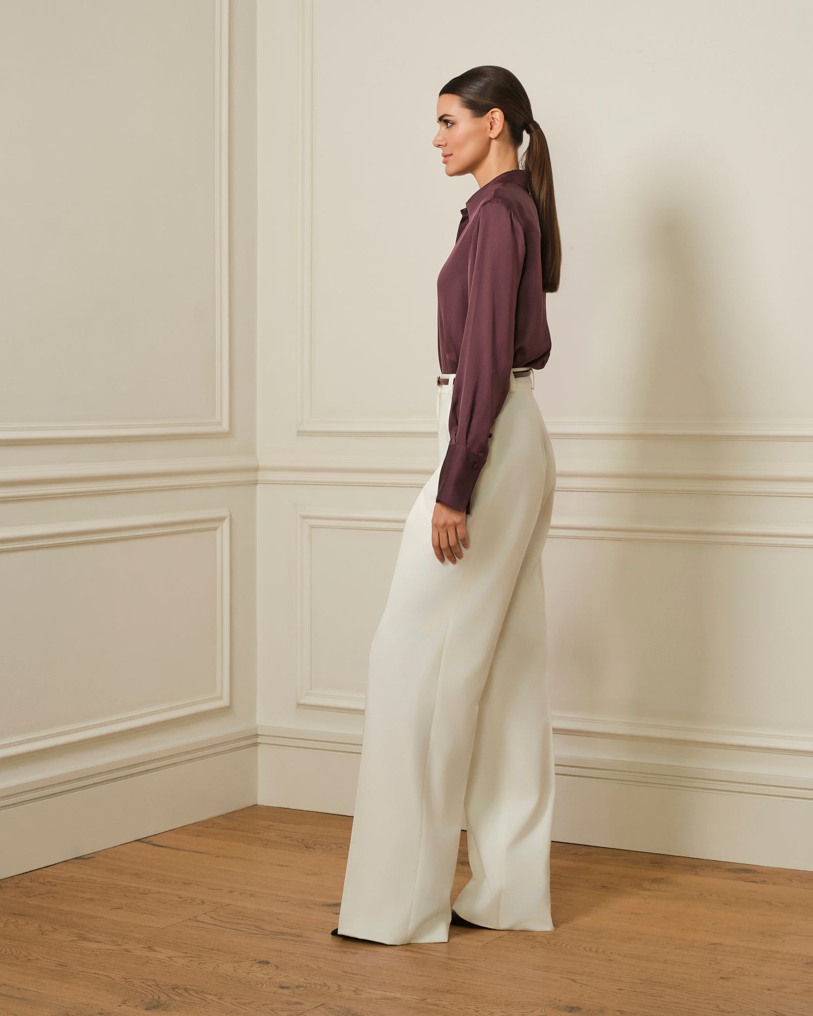 CAMISA SATINADA BERENJENA