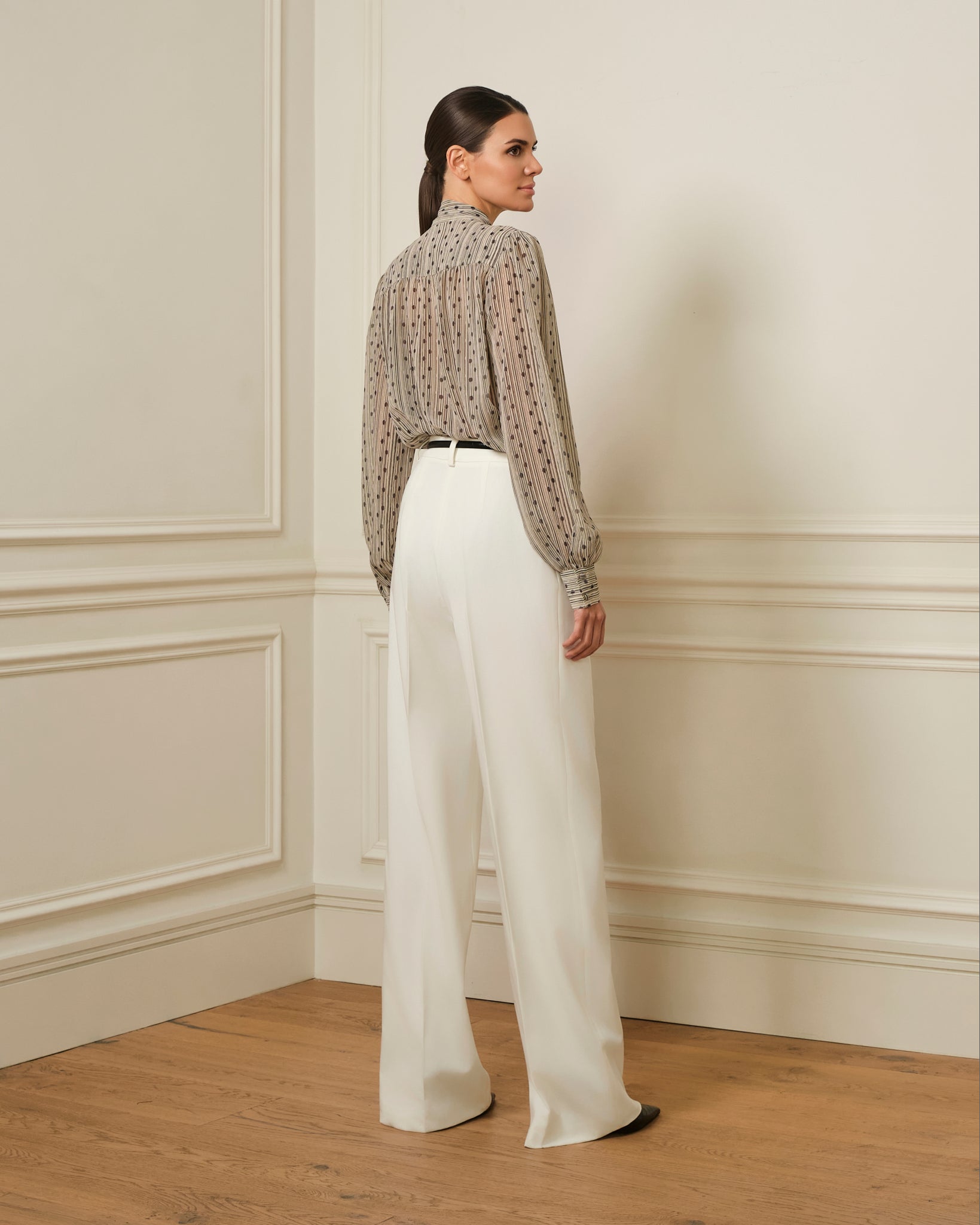 CAMISA LAZADA CON ESTAMPADO BEIGE