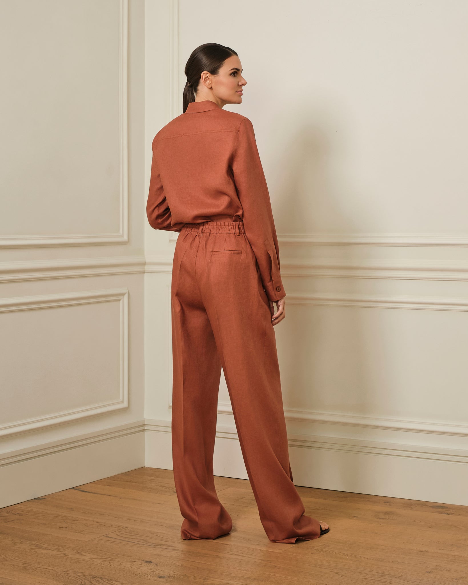 PANTALÓN DE LINO TEJA