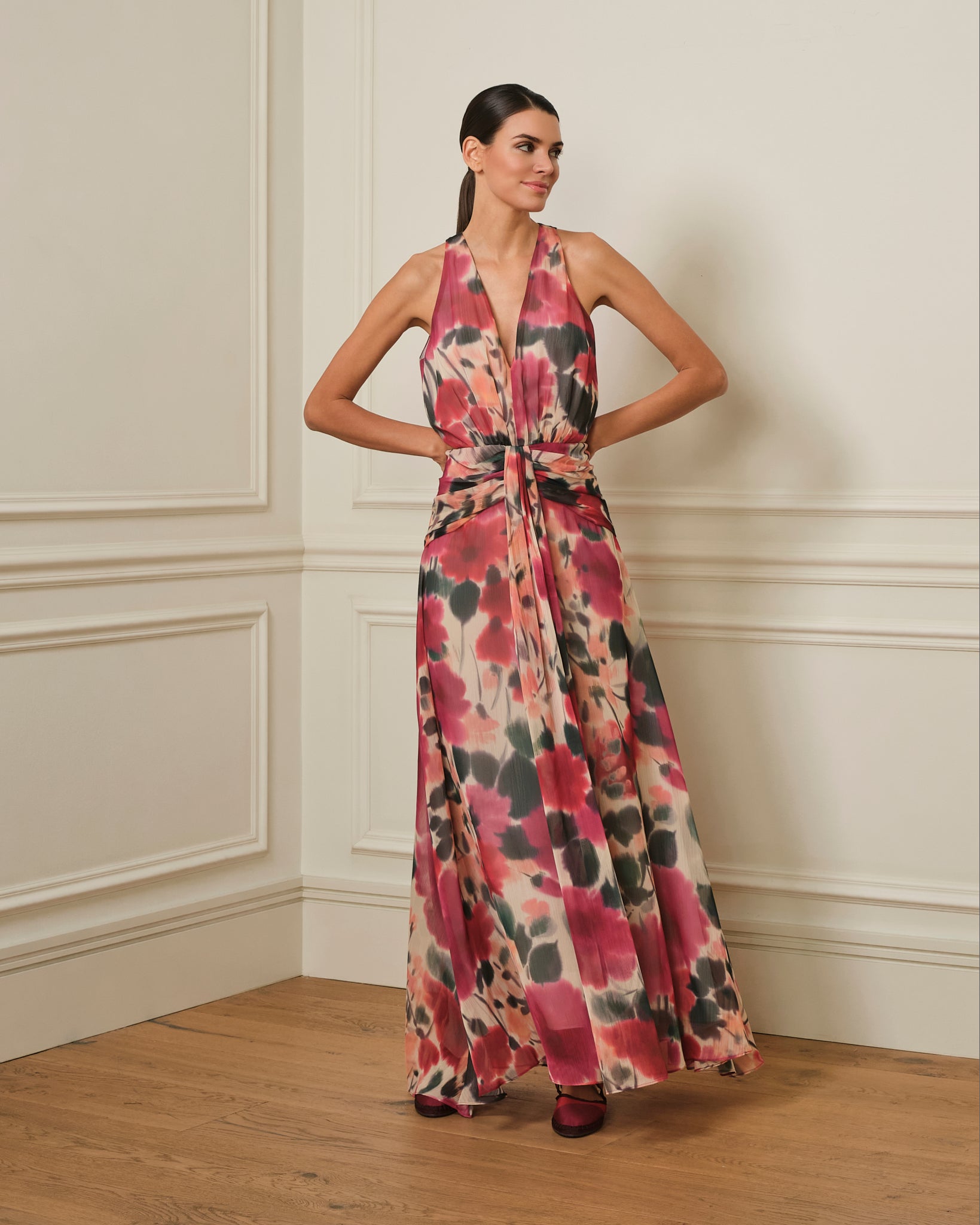 VESTIDO GASA CON ESTAMPADO FLORAL