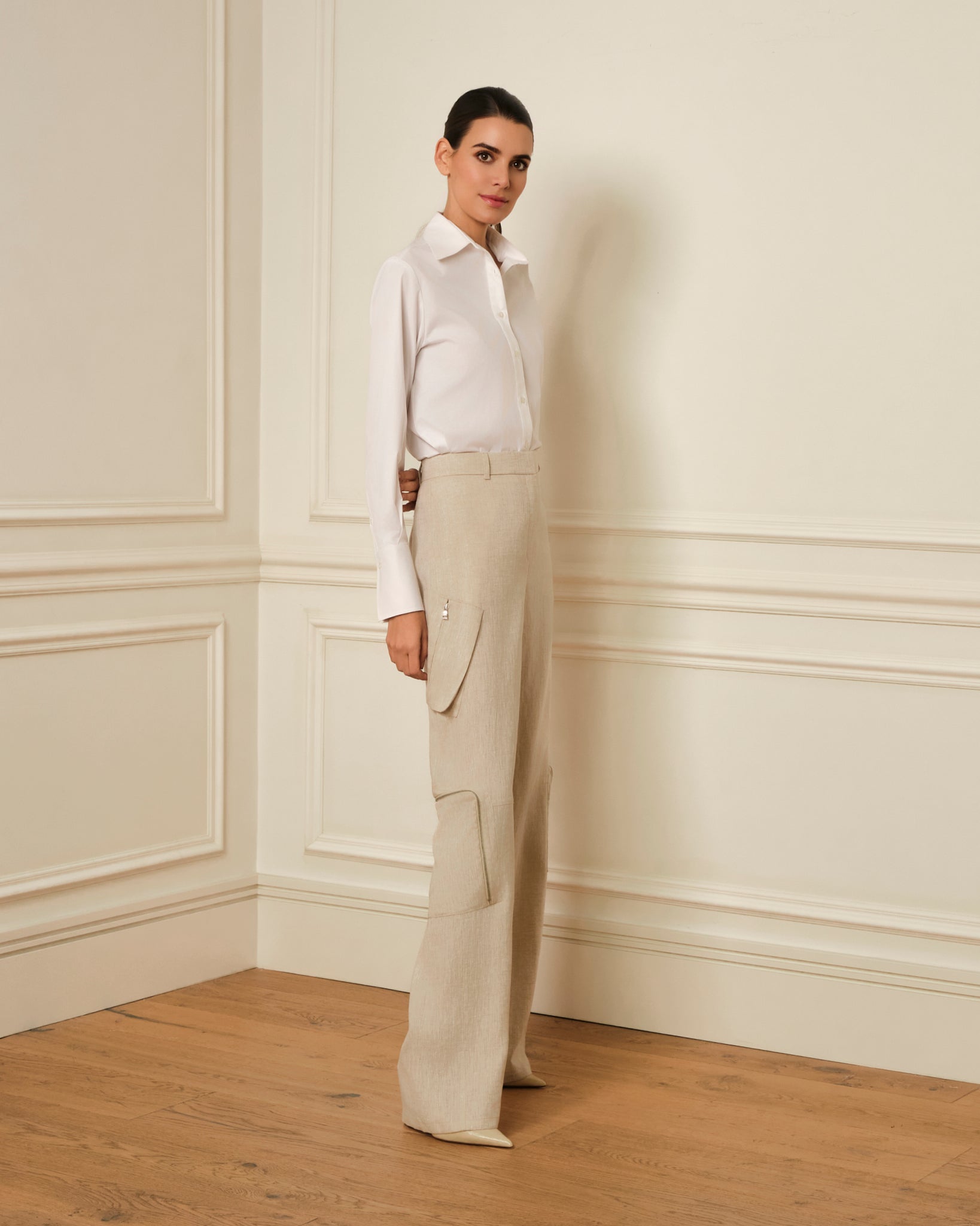 PANTALÓN DE LINO CARGO CRUDO