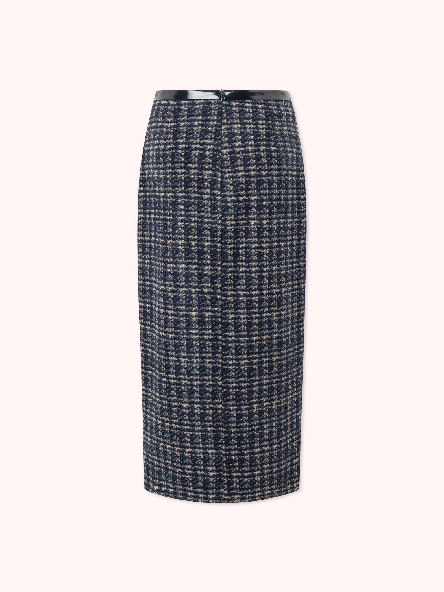 FALDA MIDI CON APERTURA DE TWEED AZUL MARINO