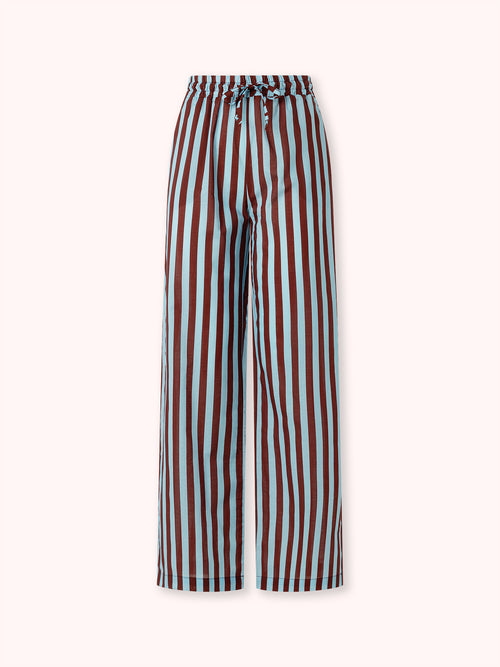PANTALÓN DE RAYAS BURDEOS Y CELESTE