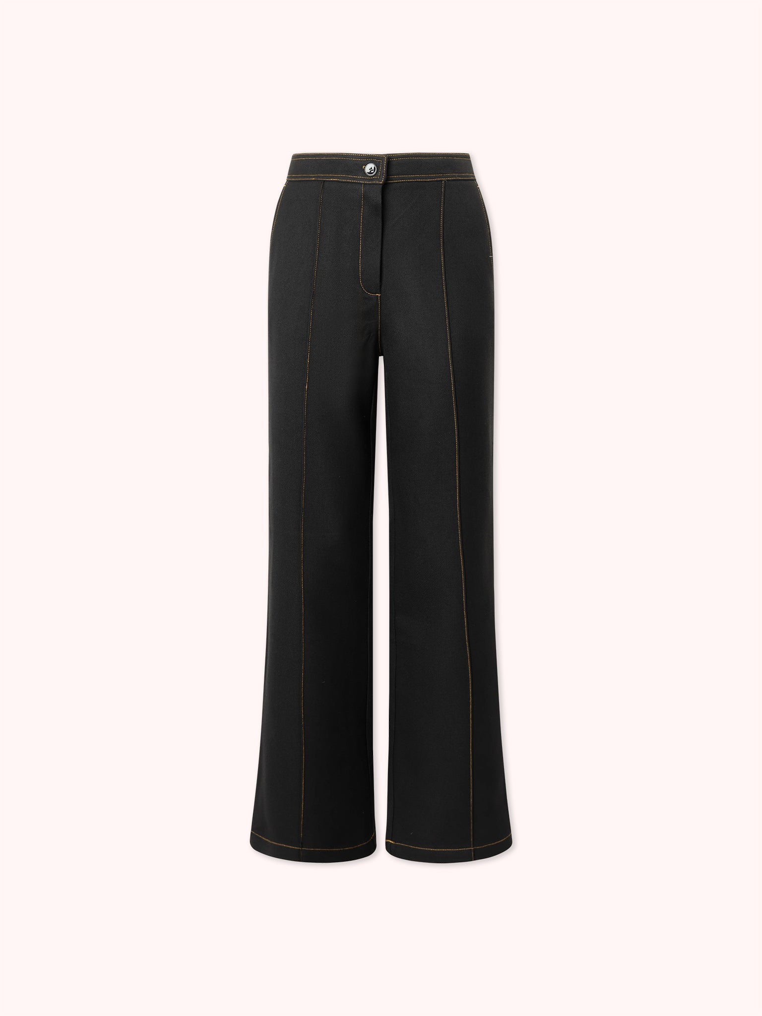 PANTALÓN FLARE CON COSTURAS VISTAS DENIM NEGRO