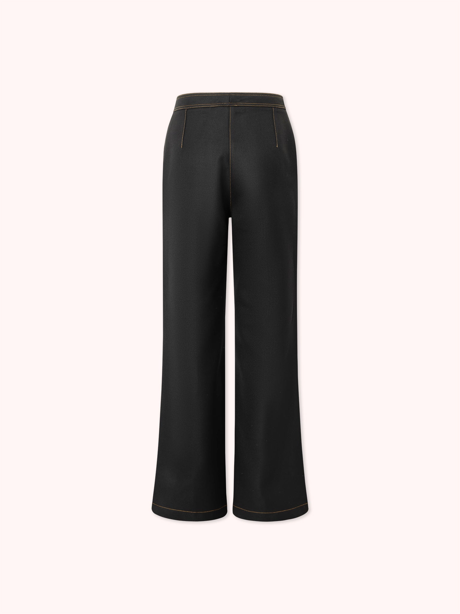 PANTALÓN FLARE CON COSTURAS VISTAS DENIM NEGRO