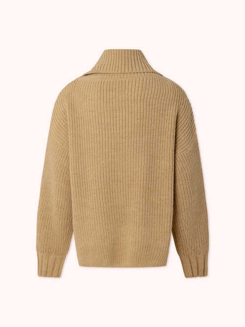 PRE-ORDER SUÉTER DE PUNTO CON CUELLO VUELTO CAMEL