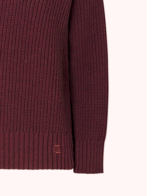 SUÉTER DE PUNTO CON CUELLO CHIMENEA GRANATE