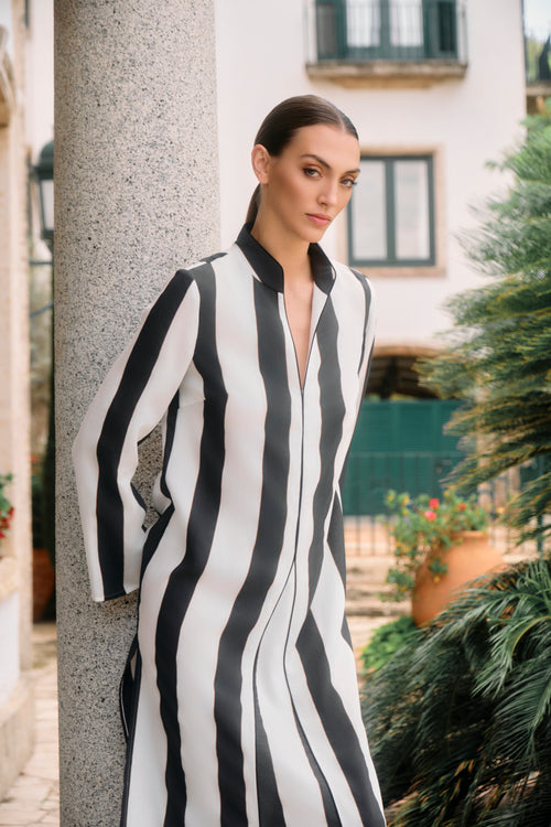 KAFTÁN ESTAMPADO RAYAS NEGRAS RANYA