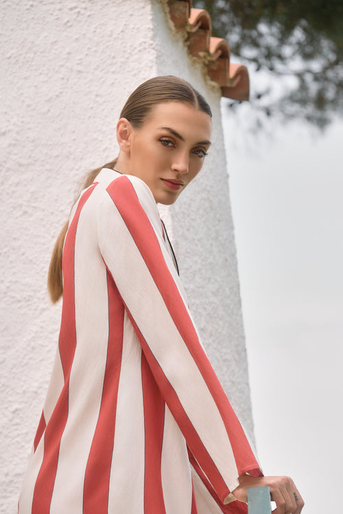 KAFTÁN ESTAMPADO RAYAS ROJAS RANYA