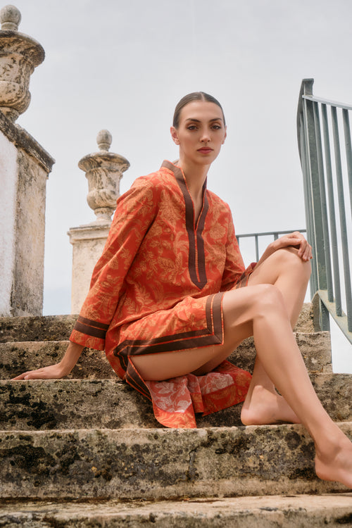 KAFTÁN CORTO TOILE DE JOUY NARANJA CLAIRE