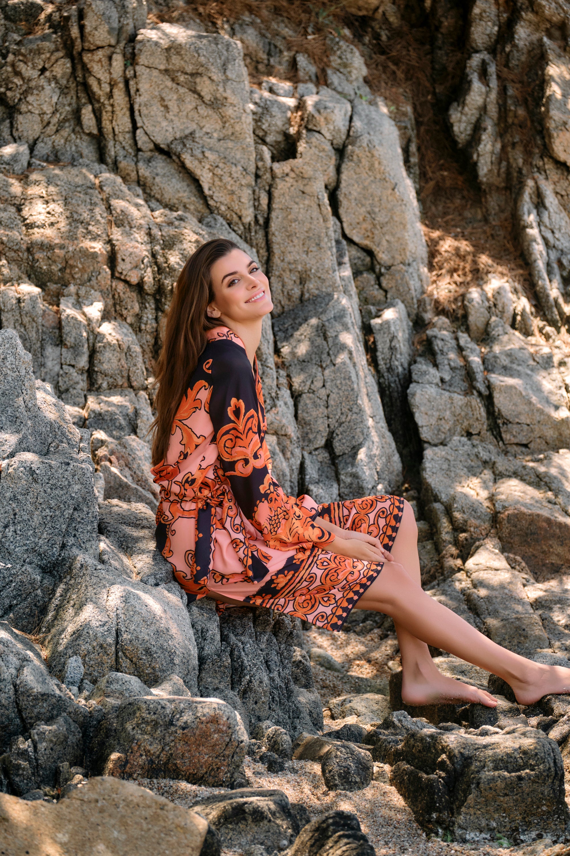 KAFTÁN ESTAMPADO NARANJA KAIRA