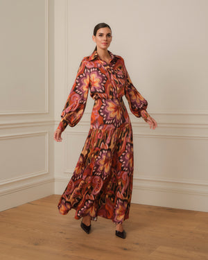 FALDA MIDI CON ESTAMPADO IKAT