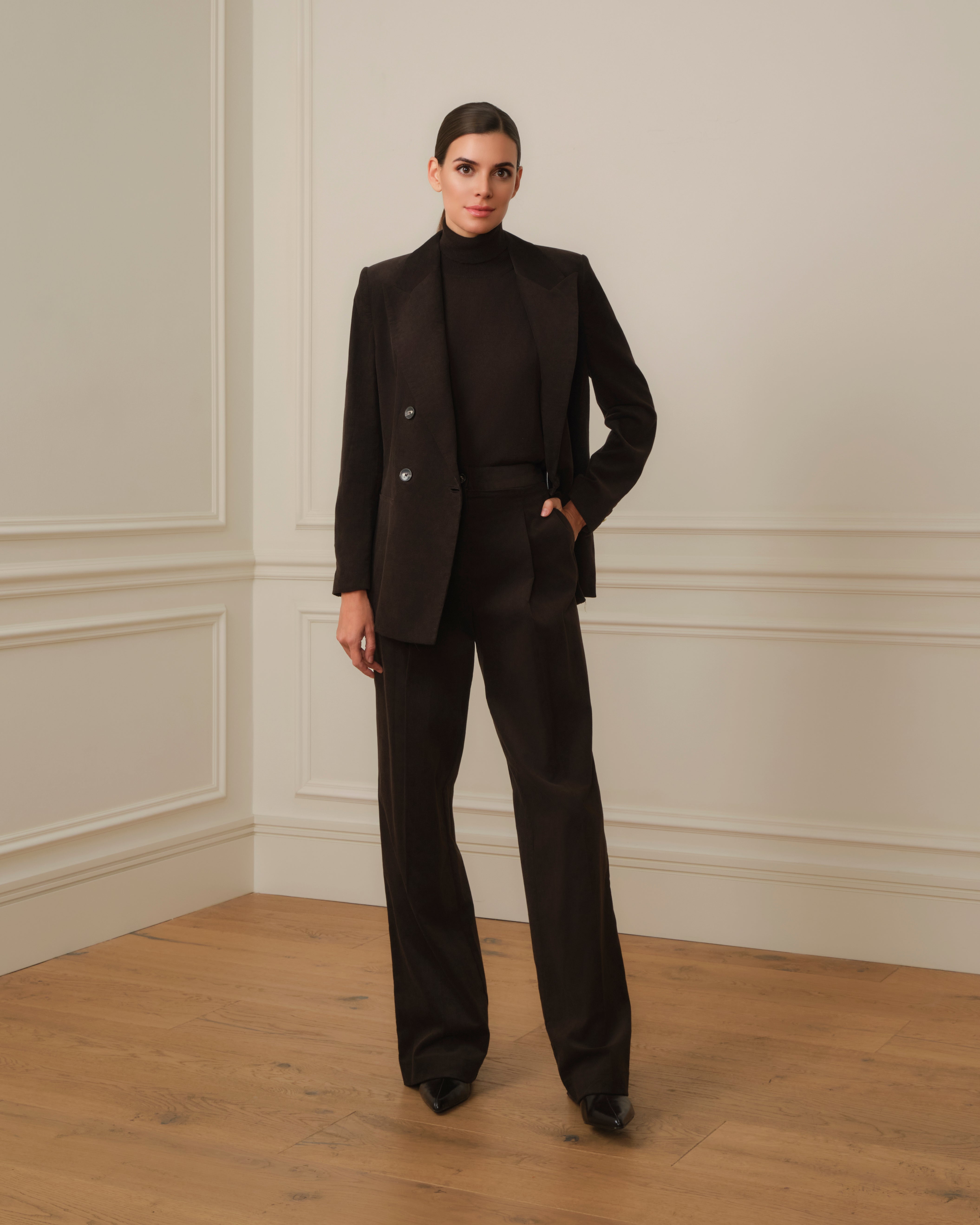 BLAZER CRUZADA DE PANA MARRÓN