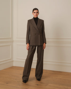 BLAZER CRUZADA DE CUADROS MARRÓN