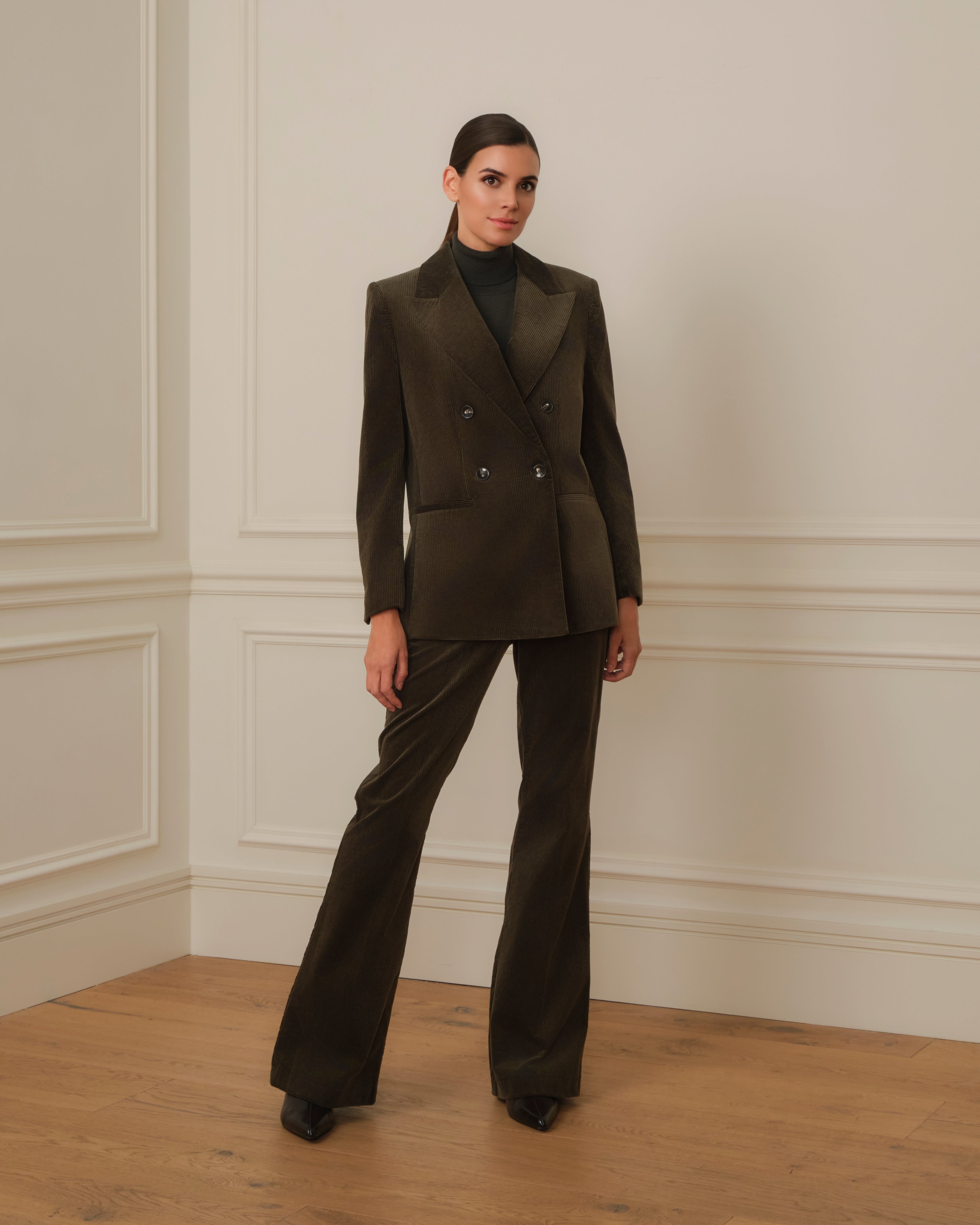 PANTALÓN WIDE LEG DE PANA VERDE