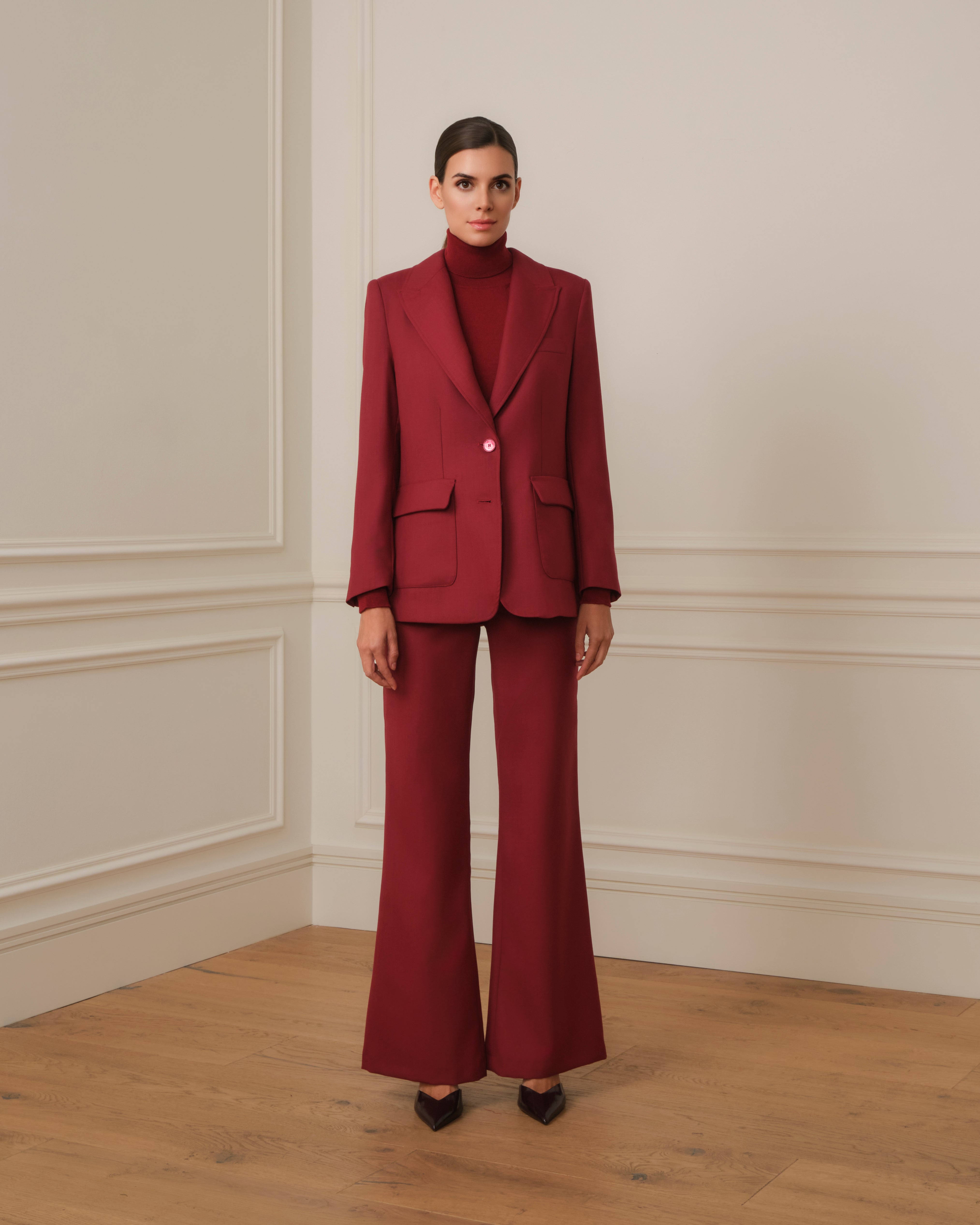 BLAZER CON BOLSILLOS GRANATE