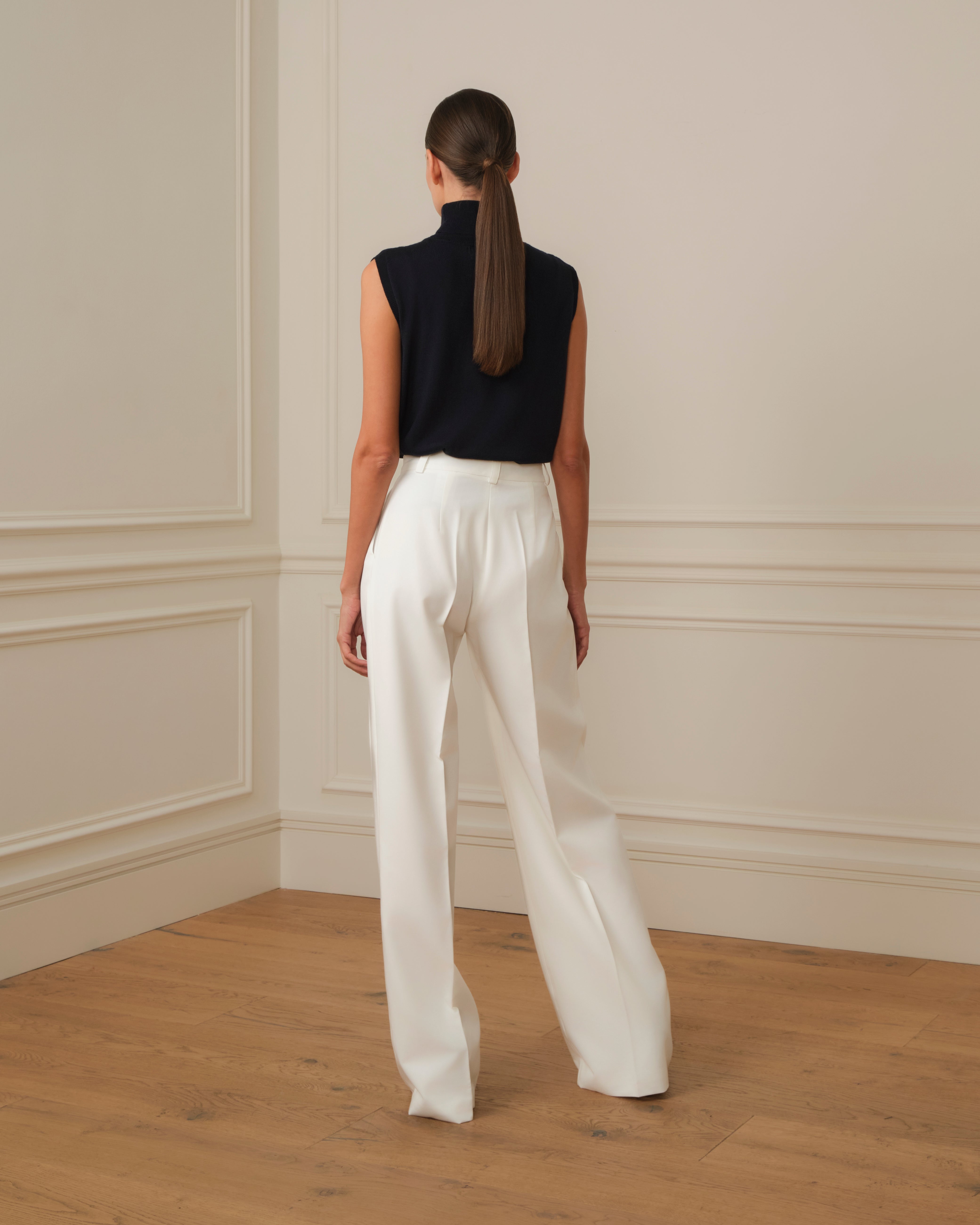 PANTALÓN PALAZZO CON DOBLE PINZA BLANCO