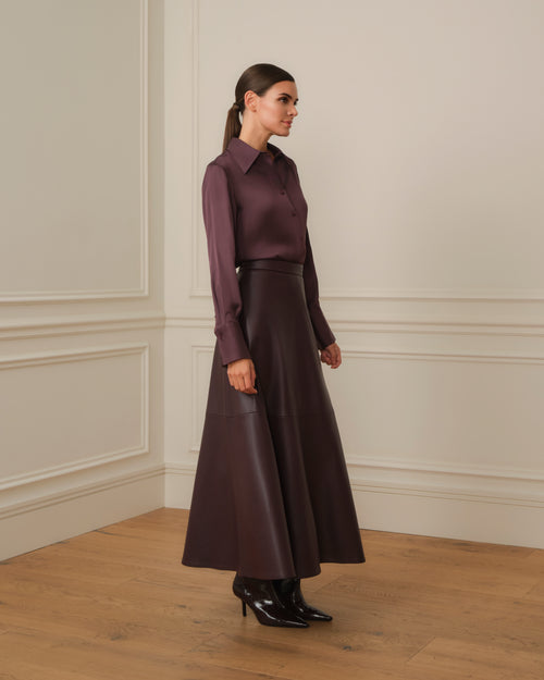 CAMISA SATINADA BERENJENA