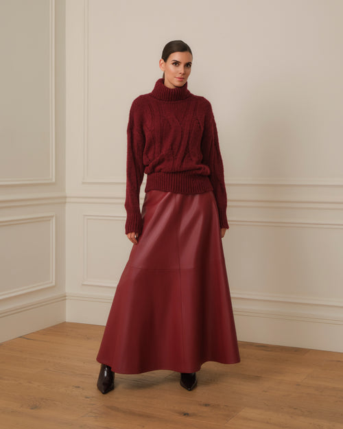 FALDA TOBILLERA EFECTO PIEL ROJO