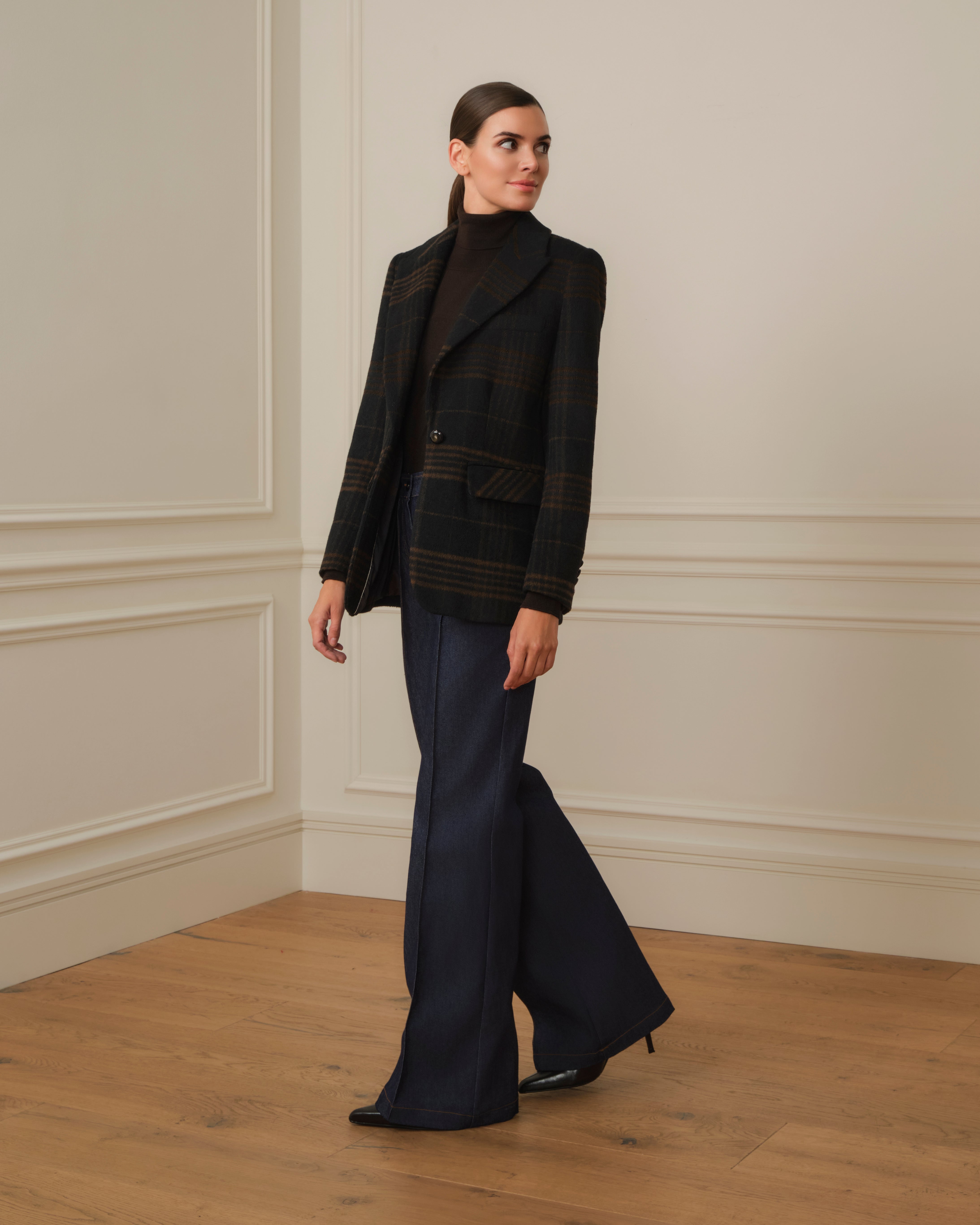 BLAZER DE CUADROS CON BOLSILLOS FRONTALES