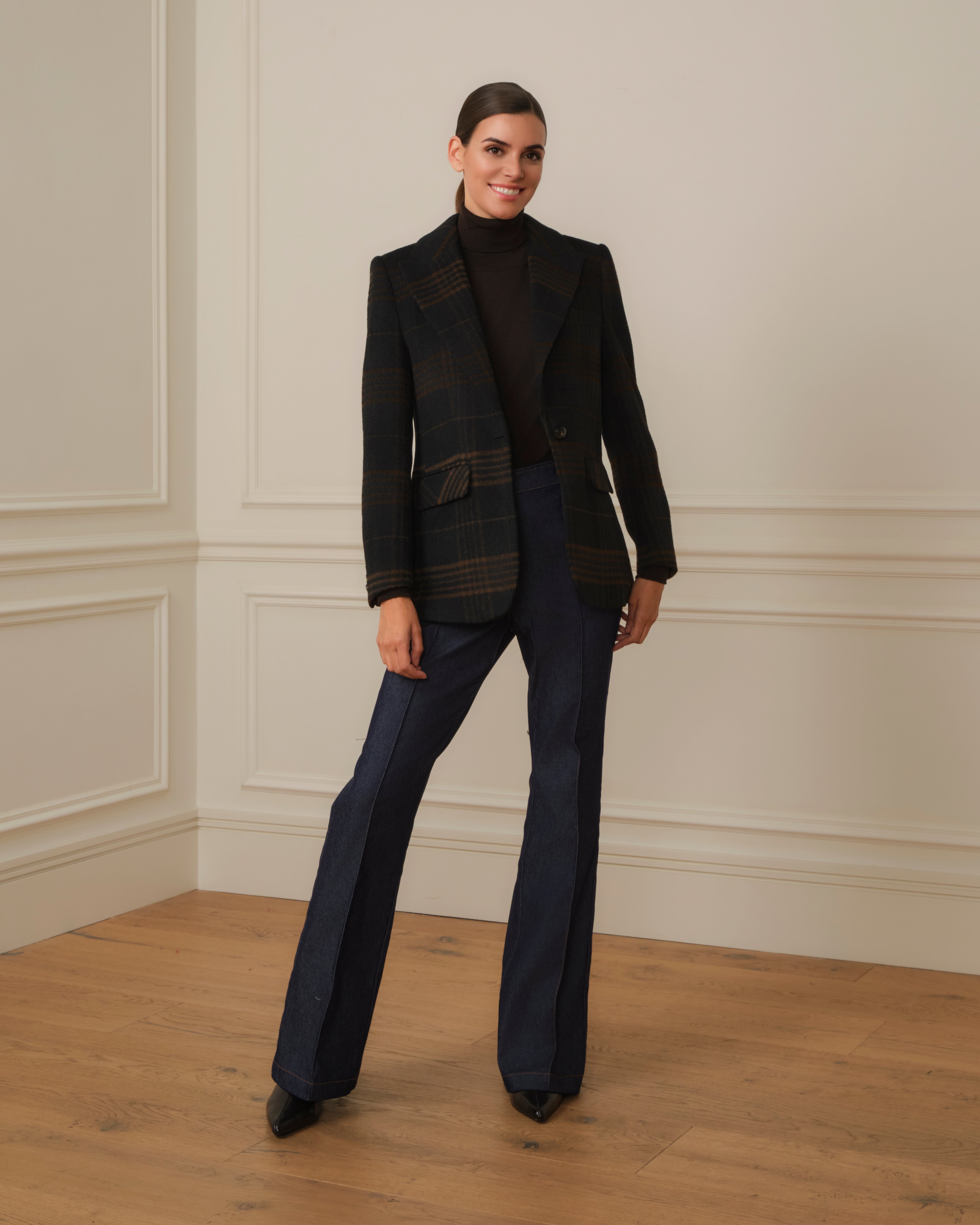 BLAZER DE CUADROS CON BOLSILLOS FRONTALES