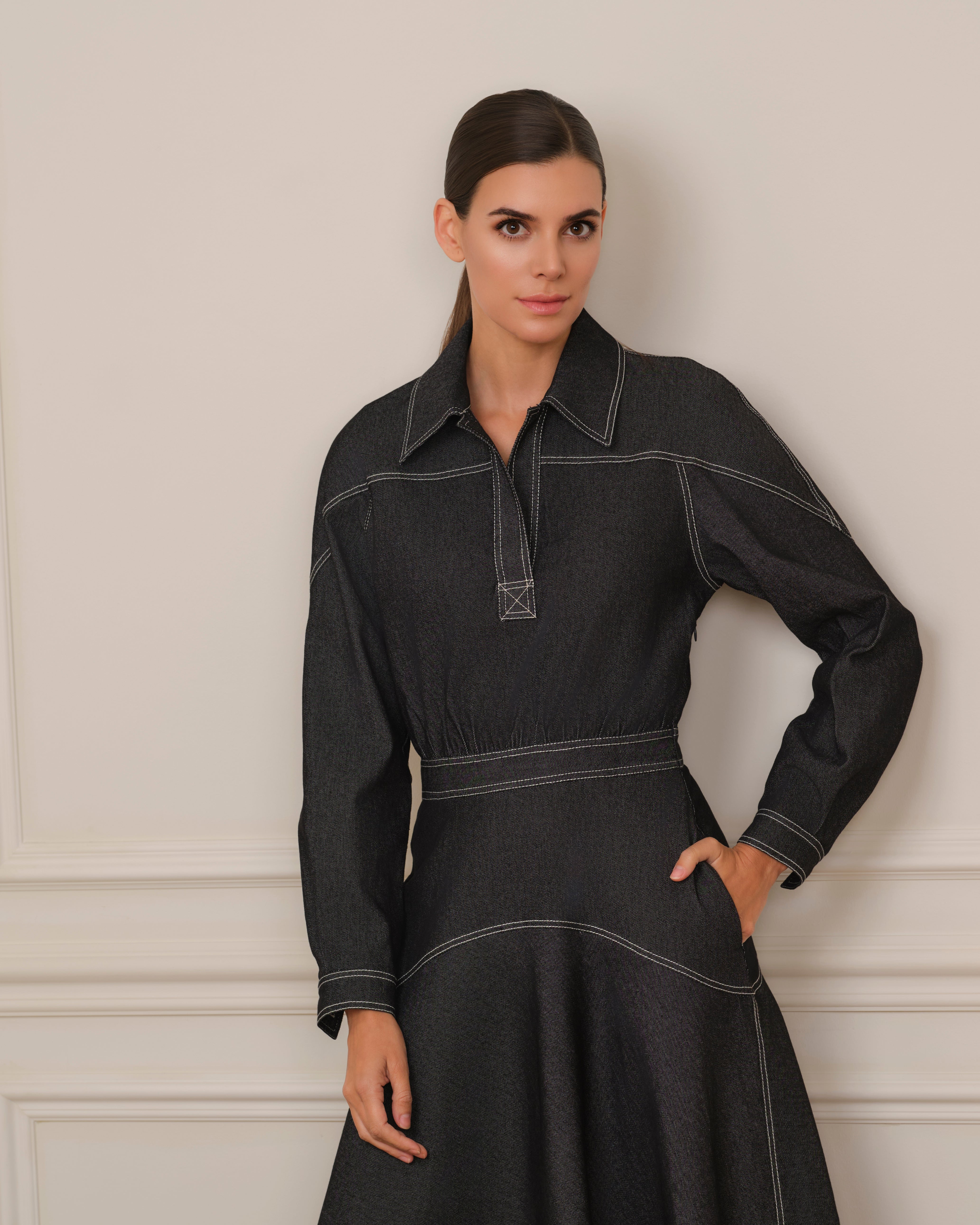 VESTIDO CAMISERO DENIM NEGRO