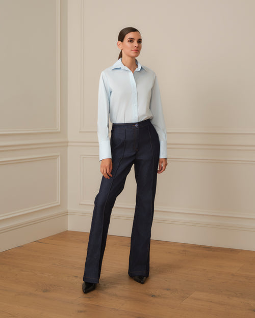 CAMISA DE PUÑO ALARGADO AZUL