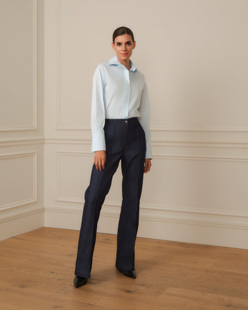 CAMISA DE PUÑO ALARGADO AZUL