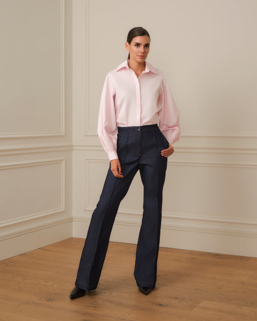 CAMISA DE MANGA ABULLONADA ROSA