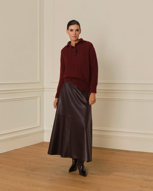 PRE-ORDER SUÉTER DE PUNTO CON CUELLO POLO GRANATE